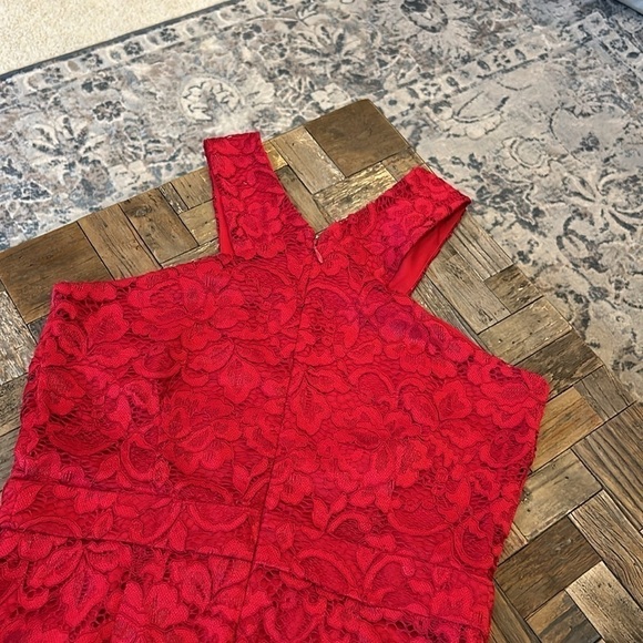 Sam Edelman Red Criss Cross Lace Neck Sheath Dress NWT - Picture 9 of 10
